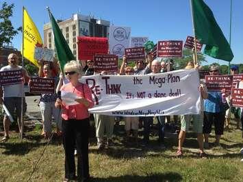 Citizens For an Accountable Mega-Hospital Planning Process rally in front of Windsor Regional Hospital, June 24, 2016. (Photo by Maureen Revait)