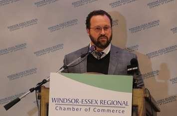 President of the Automotive Parts Manufacturers Association Flavio Volpe speaks at the Windsor-Essex Regional Chamber of Commerce AGM 2014, November 19, 2014. photo by Mike Vlasveld)