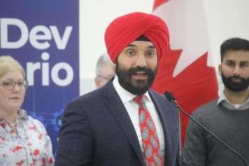 Navdeep Bains, federal Minister of Innovation, Science and Economic Development, announces a new investment during an event at APAG Elektronik in Windsor, January 14, 2019. Photo by Mark Brown/Blackburn News.