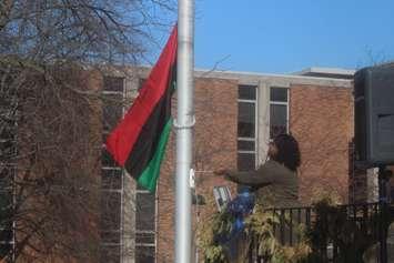 University of Windsor raises the Pan-African flag for Black History month, February 1, 2023. (Photo by Maureen Revait)