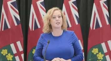 Minister of Children, Community and Social Services Lisa MacLeod announces enhancements to Ontario Autism Program, March 21, 2019. Screen capture from Twitter.