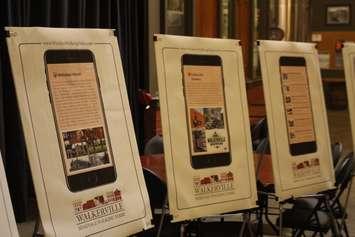 Images from the new online walking tour of Walkerville are displayed at Walkerville Brewery, Windsor, July 19, 2019. Photo by Mark Brown/Blackburn News.