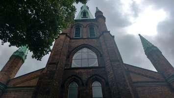 The bell tower of Assumption Church, Windsor. Photo by Mark Brown/Blackburn News.