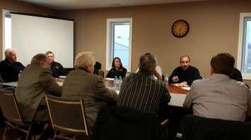 Farmers and members of the agricultural sector have a roundtable discussion with MPP's regarding neonicotinoids (Photo taken by Jake Kislinsky).