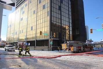 A fire at a high rise in downtown Windsor has sent three people to hospital with smoke inhalation. Nov 12, 2019. (Photo by Paul Pedro)