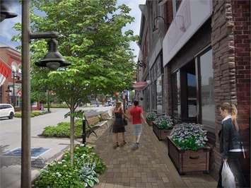 An artist's rendering of the streetscape project in Harrow. Image provided by Town of Essex.