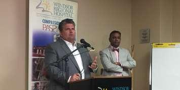 Windsor Regional Hospital CEO David Musyj speaks to the media about a stabbing that occurred at the Ouellette campus, August 21, 2017. (Photo by Maureen Revait)