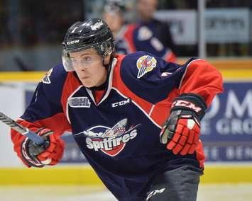 Tyler Angle of the Windsor Spitfires. (Photo courtesy of Terry Wilson / OHL Images.)