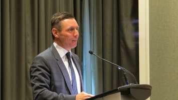 Patrick Brown, leader of the Ontario Progressive Conservatives speaks to Londoners at the Lamplighter Inn, March 17, 2016. Photo by Miranda Chant, Blackburn News.