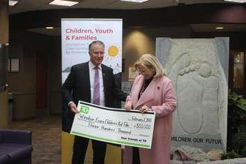 TD Bank group gives donation to the Windsor Essex Children's Aid Society Foundation, February 2, 2023. (Photo by Maureen Revait)