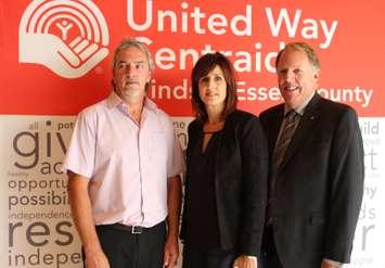 Campaign Chair Jack Robinson, Executive Director Lorraine Goddard and Chair of the Board of Directors Dave Hitchcock at the 2014 United Way Campaign Kick off. 
