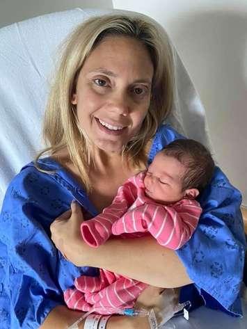 Danielle Campo McLeod with her newborn daughter Morgan. Photo courtesy Facebook.