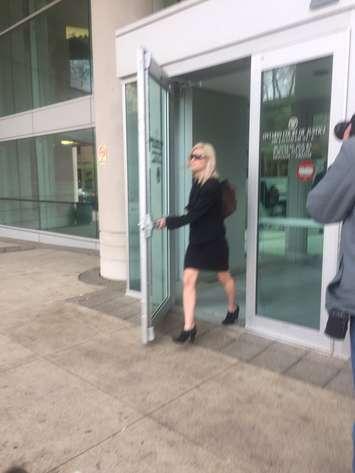 Christina Albini leaving court May 1st, 2017.  (Photo by Paul Pedro)