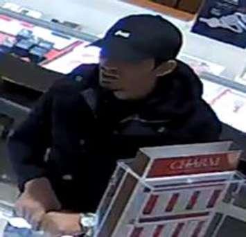 Suspect wanted in the theft of a ring set from store in Devonshire Mall, released by Windsor Police. 
