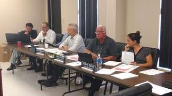 Essex town councillors (centre to right) Steve Bjorkman, Larry Snively and Sherry Bondy in special session on September 11, 2017. Photo by Mark Brown/Blackburn News.