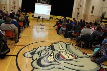 A public meeting to discuss the review process for several area public schools was held at General Amherst on January 29, 2015. (Photo by Jason Viau)
