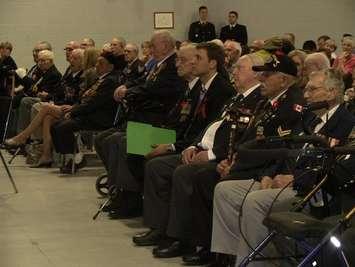 Veterans honoured during a ceremony at the Major F.A. Tilston Armoury in Windsor, May 9, 2013.