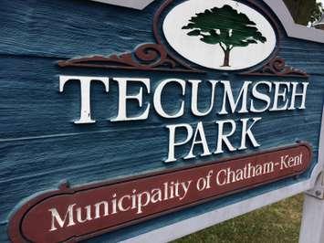 The Tecumseh Park sign on August 23, 2014. (Photo by Ricardo Veneza)