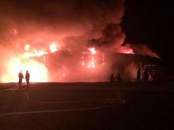 Firefighters battle a blaze in Leamington on January 5, 2016. (Photo courtesy Leamington Fire Department)