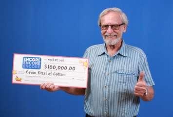 Erwin Etzel of Cottam wins lotto encore April 22 2017.  (Photo courtesy of OLG)