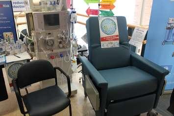 A dialysis chair and machine set up at Windsor Regional Hospital's Ouellette Campus, March 12, 2015. (Photo by Mike Vlasveld)