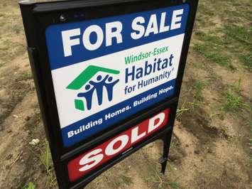 Windsor-Essex Habitat for Humanity sign planted outside a home on Armanda St. in Windsor on July 19, 2014. (Photo by Ricardo Veneza)