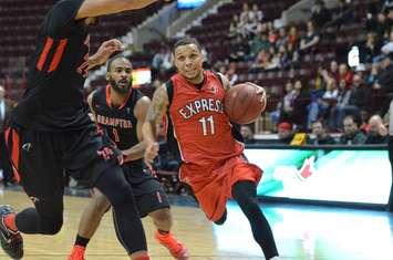 The Windsor Express take on the Brampton A's, February 28, 2015. (Photo courtesy of the Windsor Express)
