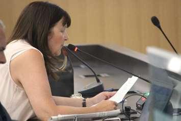 Windsor resident Caroline Taylor speaks against a plan to allow second units in residential areas before the city planning, heritage and economic development committee at City Hall, July 9, 2018. Photo by Mark Brown/Blackburn News.