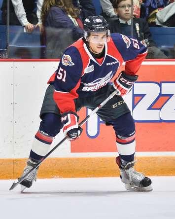 Jalen Chatfield of the Windsor Spitfires. (Photo courtesy of Terry Wilson via OHL Images)