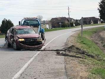 Car accident in Lakeshore on Monday, April 22, 2019. (Photo by Allanah Wills)