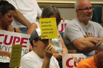 Striking library workers with the Essex County Library system attend the regular meeting of Essex County on August 10, 2016. (Photo by Ricardo Veneza)