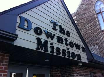 Windsor's Downtown Mission sign, December 2015. (Photo by Mike Vlasveld)