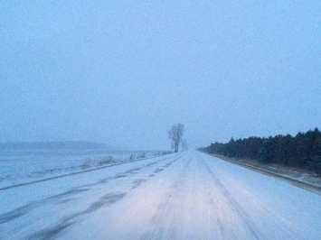 Ice and snow covered roads in winter storm Mar. 1, 2016 (submitted photo)