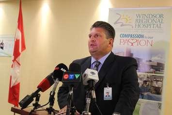 Windsor Regional Hospital President and CEO David Musyj addresses reporters after operation rooms closed at Ouellette campus on June 23, 2016. (Photo by Ricardo Veneza)