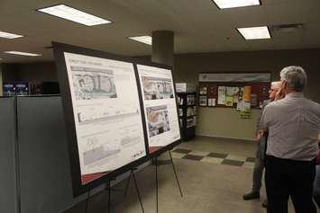 Plans for the proposed completion of the Festival Plaza development are on display at Windsor City Hall on February 15, 2018. Photo by Mark Brown/Blackburn News.