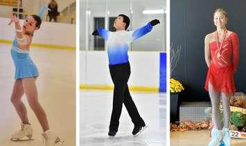 From left to right: Julia Young, Jonathan Guo, Katherine Karon will be competing in the 2022 Skate Canada Championships. (Photos supplied by  Riverside Skating Club.)