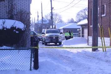 Windsor police on the scene of a sudden death investigation, February 14, 2018. (Photo by Maureen Revait)  