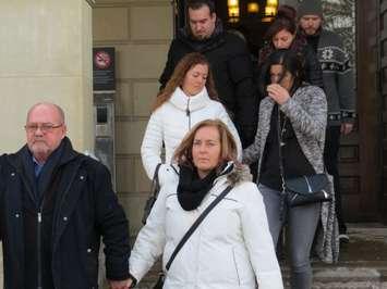 The family of Noelle Paquette leaves the Elgin County Courthouse after the sentencing of Michael MacGregor and Tanya Bogdanovich, February 11,2016. Photo by Miranda Chant, Blackburn News. 