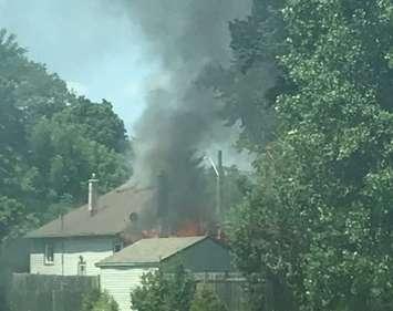 Riberdy Road house fire. July 13, 2019. (Photo courtesy of Amy Lynn via Twitter)
