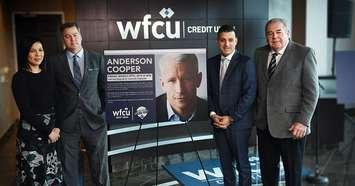 From left, Jhoan Baluyot, Manager of Public Relations and Communications, Caesars Windsor,  Scott Jenkins, Director of Advertising, Caesars Windsor,  Eddie Francis, President and CEO, WFCU Credit Union, and Marty Gillis,  Chair, Board of Directors, WFCU Credit Union.  (WFCU Credit Union Handout)
