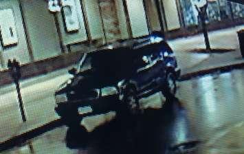 Security camera screengrab of a vehicle used in the break-and-enter of an optical store in Walkerville, January 7, 2019. Photo provided by Windsor Police Service.
