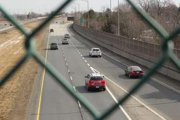 Vehicles using the eastbound EC Row Expressway are seen from a pedestrian walkway in Windsor on March 7, 2016