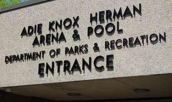 Adie Knox Arena & Pool entrance off McEwan Ave. in Windsor.
