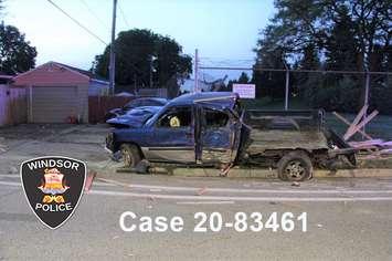 A pickup truck that Windsor police say was stolen and contained a firearm is seen on September 13, 2020. Photo provided by Windsor Police Service.