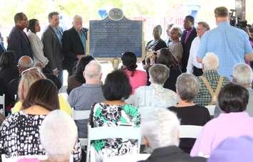A plaque remembering the Banwell Road Area Black Settlement is unveiled in Tecumseh, September 25, 2015. (Photo by Jason Viau)