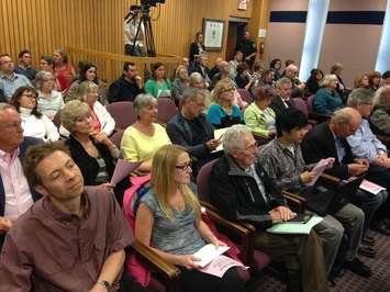 Residents attend a special meeting of Windsor City Council to hear discussions on the levy for the new acute care hospital, April 25, 2016. (Photo by Maureen Revait) 