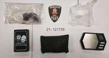 Illicit drugs and related items seized during a traffic stop are shown on December 23, 2021. Photo provided by Windsor Police Service.