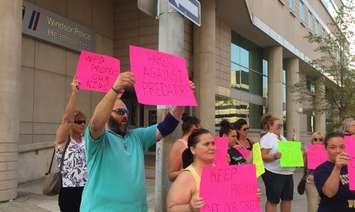 Residents rally in front of Windsor Police Headquarters, August 8, 2017. (Photo by Maureen Revait)