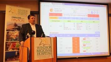 Windsor Regional Hospital CEO David Musyj speaks to media about over-capacity issues at the hospital, January 18, 2017. (Photo by Maureen Revait)