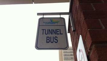 BlackburnNews.com file photo, Transit Windsor Tunnel Bus sign at the city's downtown bus terminal.